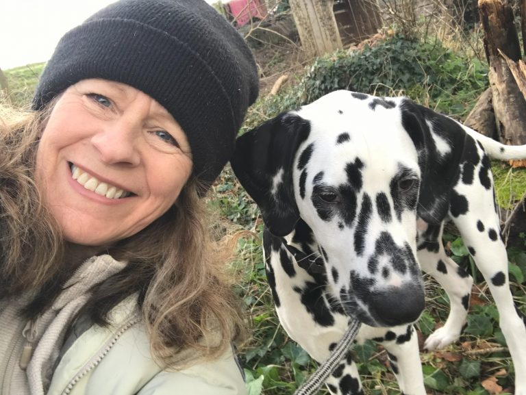 100 Ways in 100 Days founder Sue Skeats wih Dalmatian George
